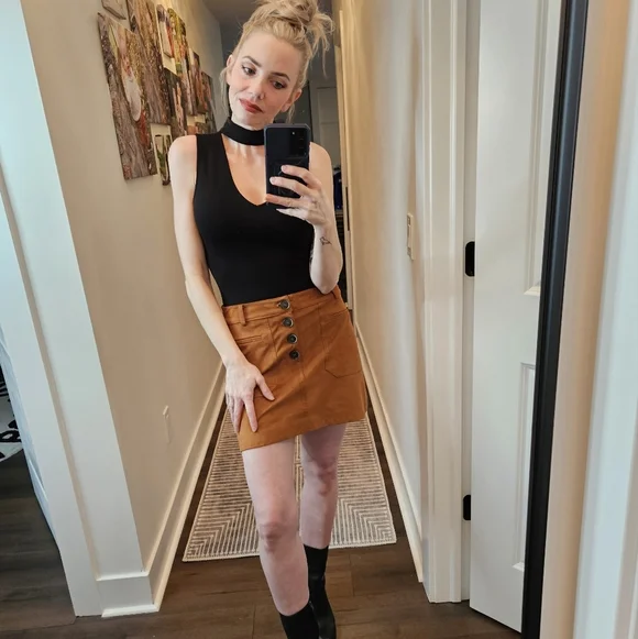 Zara TRF Collection Faux Suede Mini Skirt - SIZE M - Picture 7 of 16